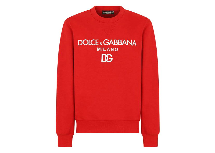 Sweatshirt Dolce & Gabbana Jersey DG Embroidery and Patch Sweatshirt Red Rød | G9WI3ZFU7DUR2254