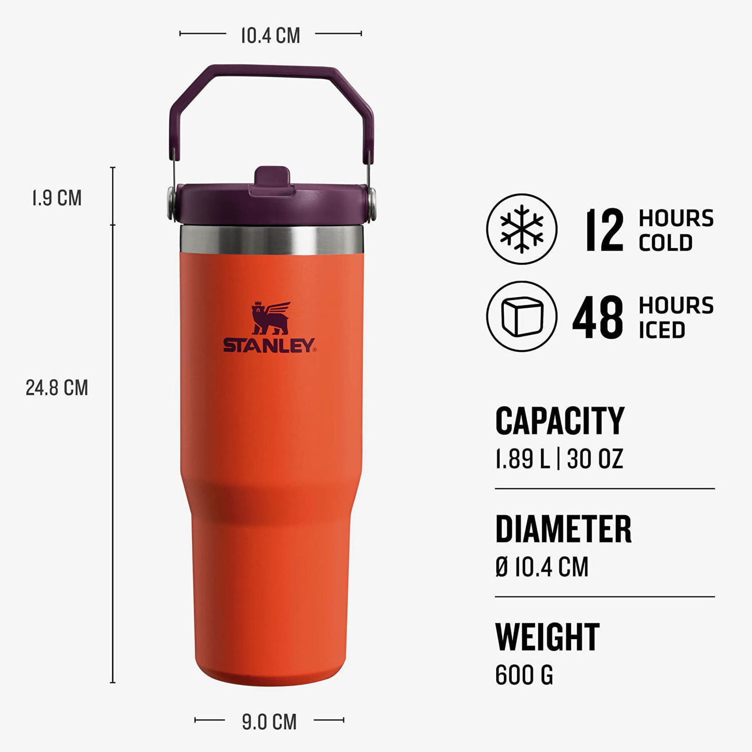 Drikkeflaske Stanley IceFlow Flip Straw Tumbler 890ml Orange | 10-09993-314, 1