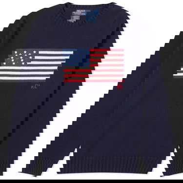 Sweater Polo by Ralph Lauren Flag Intarsia Crewneck Mørkeblå | 710718281006, 0