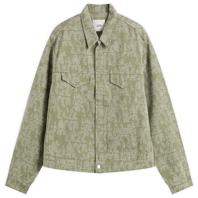 Jakke Arte Antwerp Allover Print Jacket, Size Large Grøn | AW25-189J-GRN