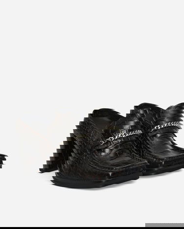 Tilbehør Martine Rose Square Toe Chain Loafer Mules Sort | 1065LE01710, 3