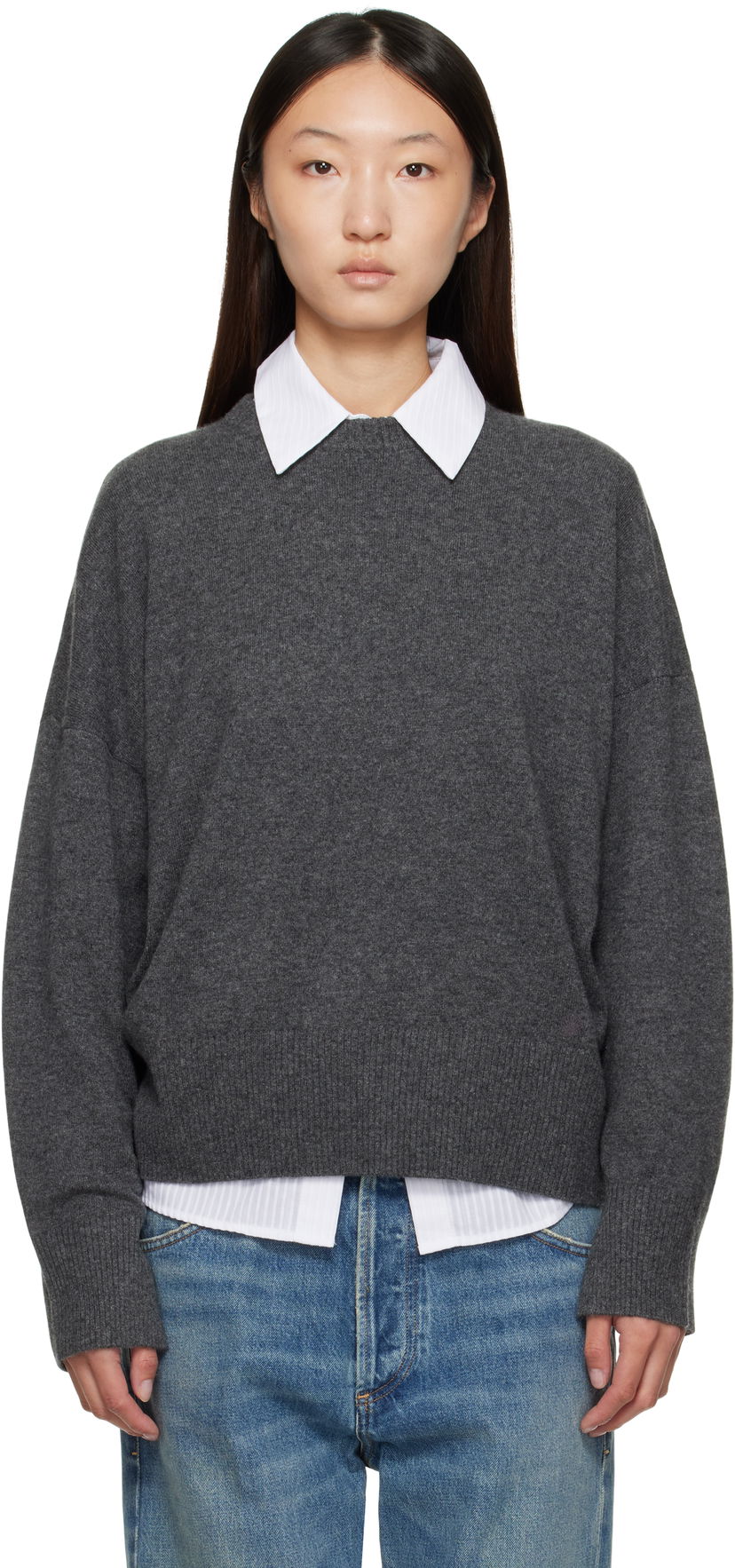 Sweater Loulou de Saison Loulou de Saison Anaa Knit Sweater Grå | ANAA LDS