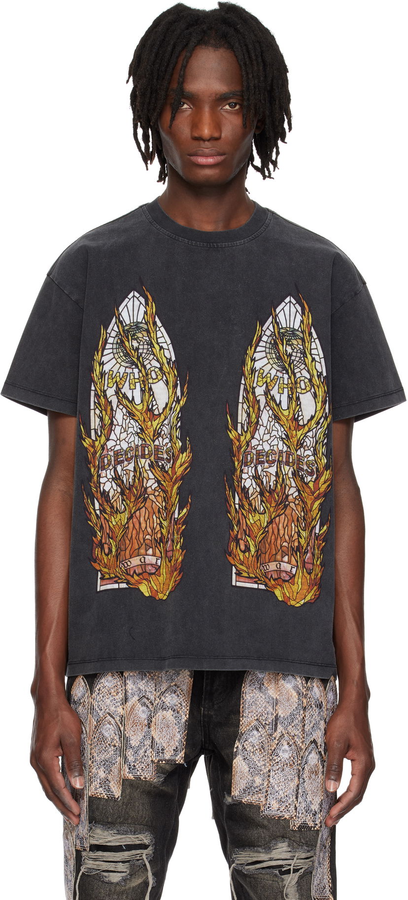 T-shirt Who Decides War Who Decides War Flame Glass T-Shirt Sort | 1110040002SE25