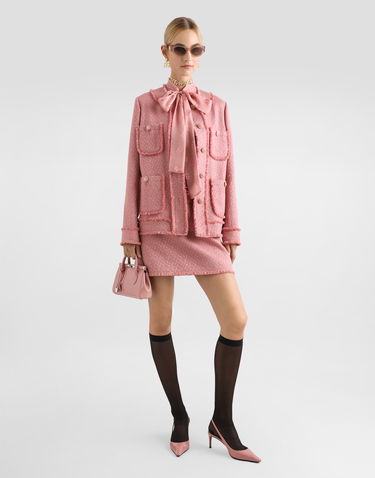 Jakke Dolce & Gabbana Dolce & Gabbana Single-Breasted Raschel Tweed Jacket Lyserød | F29TPTHUMUAF0473, 1