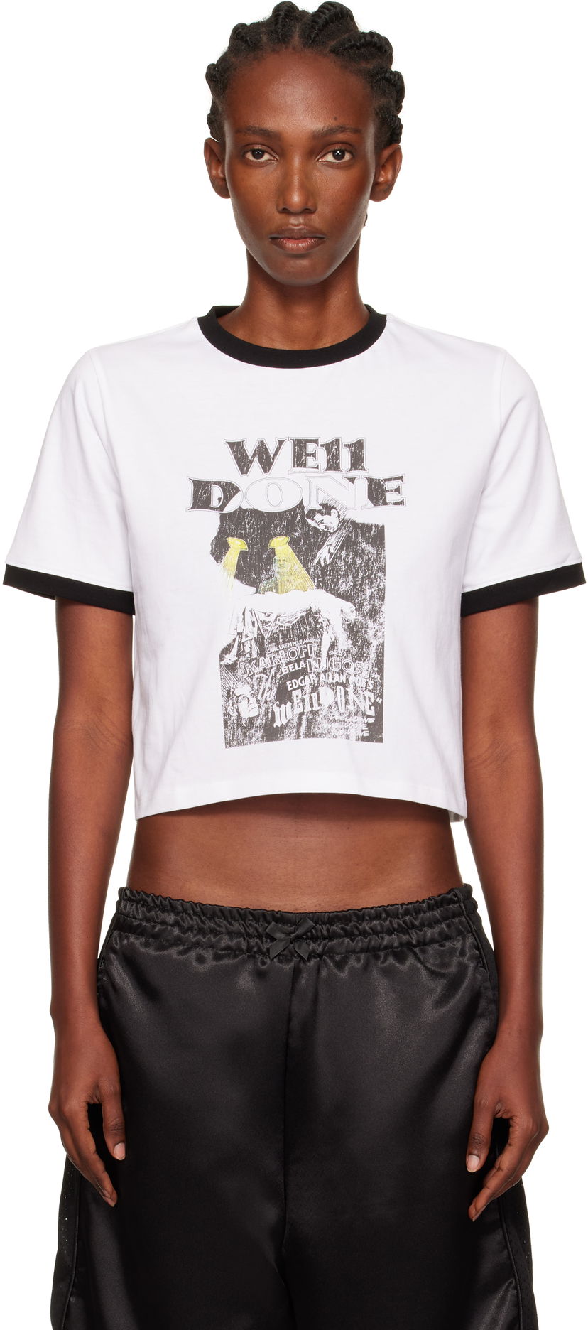T-shirt We11done We11done Poster Graphic Cropped Ringer T-Shirt Hvid | WD-TT2-25-776-W-WH