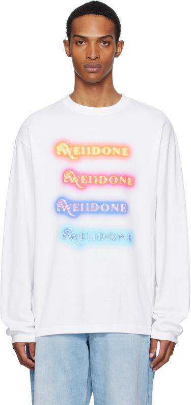 T-shirt We11done We11done Neon Logo Long Sleeve Tee Hvid | WD-TT2-25-754-U-WH, 0