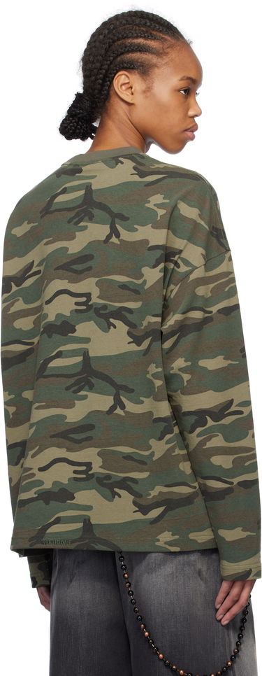 T-shirt We11done We11done Sparkle Logo Camo Long Sleeve T-Shirt Grøn | WD-TT0-25-742-U-MX, 2