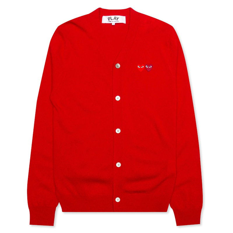 Sweater Comme des Garçons Play Double Heart Cardigan Rød | AZ-N058-051-5