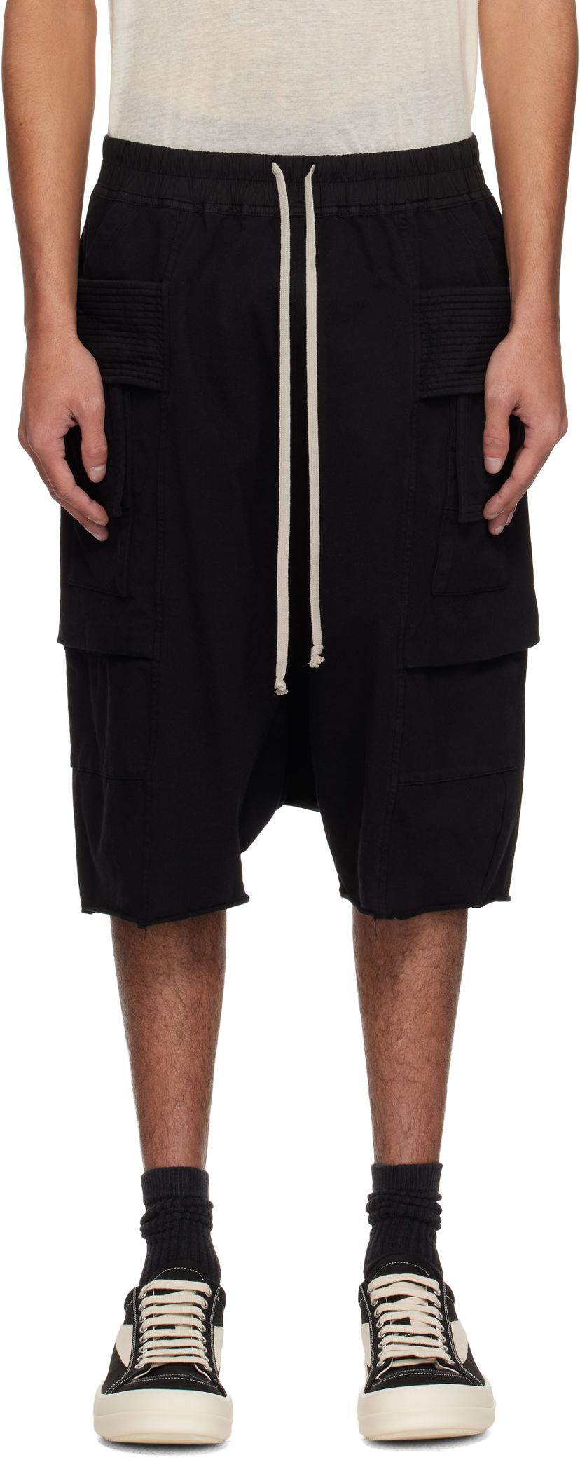 Shorts Rick Owens Rick Owens DRKSHDW Hollywood Creatch Drawstring Cargo Shorts Sort | DU01E3382 RIG