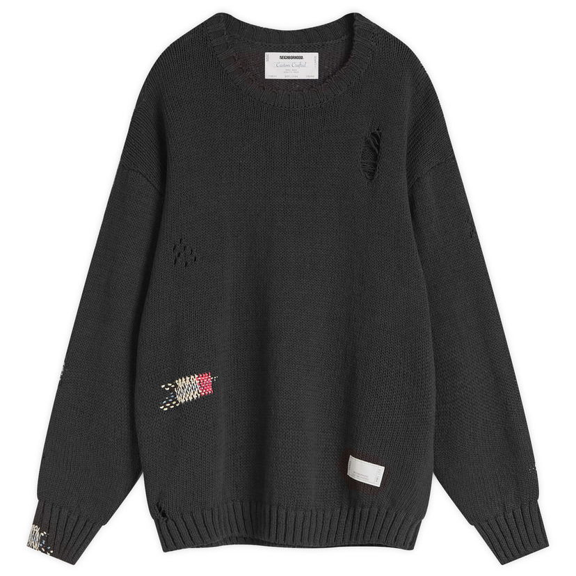 Sweater Neighborhood Neighborhood Savage Crewneck Knit Sweater, Size Large Sort | 251FUNH-KNM03-BLK