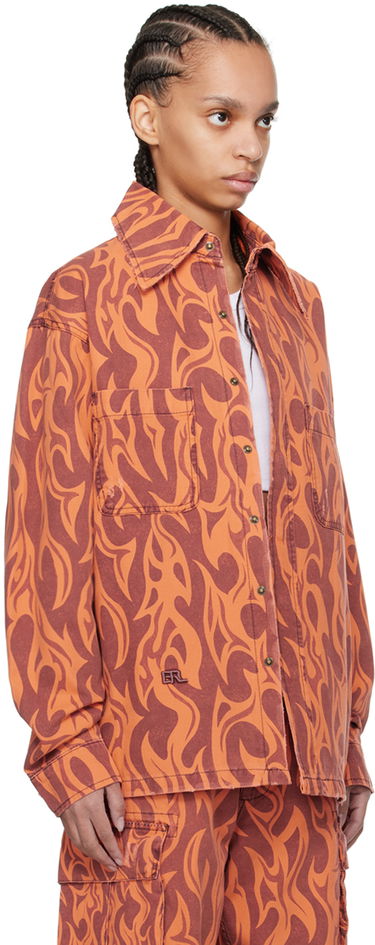 Skjorte ERL ERL Flame Print Jacket Orange | ERL08J012, 1