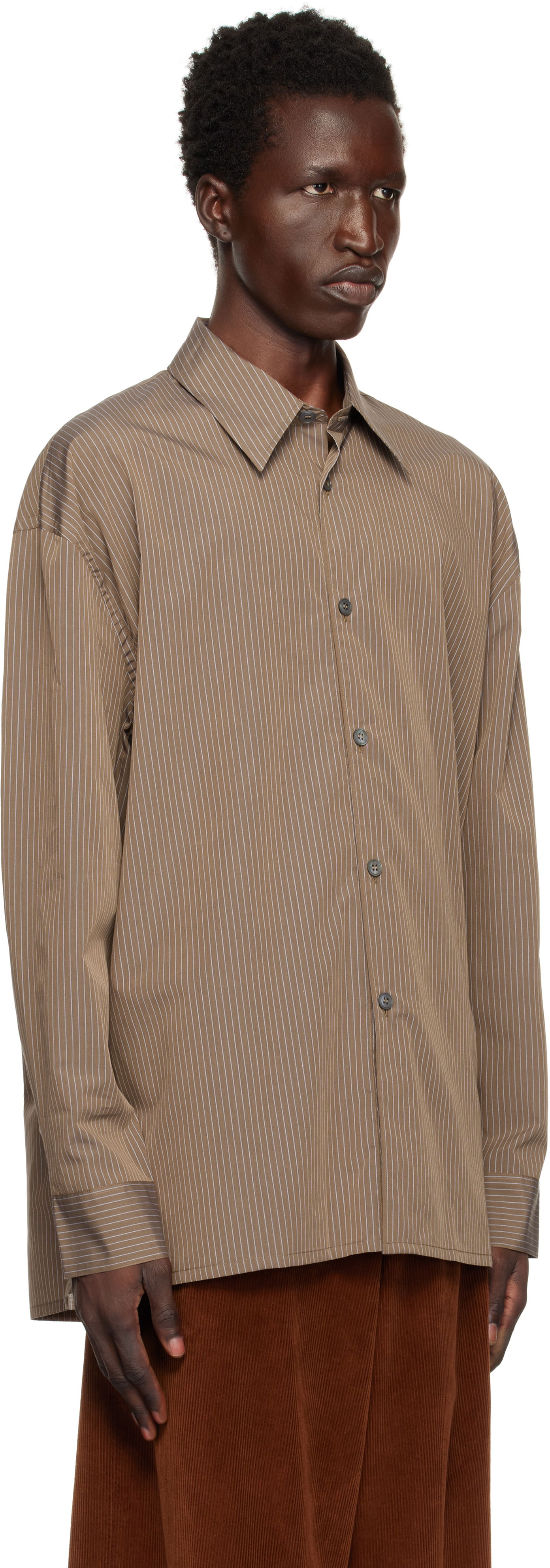 Skjorte Studio Nicholson Studio Nicholson Pinstripe Shirt Brun | STRIKE SNM - 1164, 1
