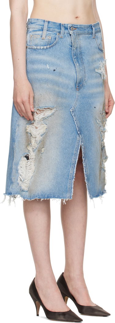 Nederdel Maison Margiela MM6 Maison Margiela Distressed Denim Midi Skirt Blå | S62MI0034 M30018, 1