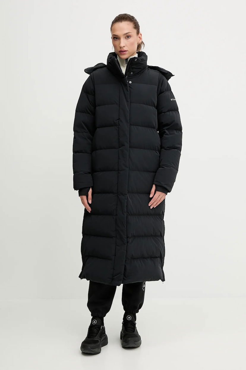 Puffer jakke Columbia Amaze Puff Long Hooded Puffer Coat Sort | 2134894