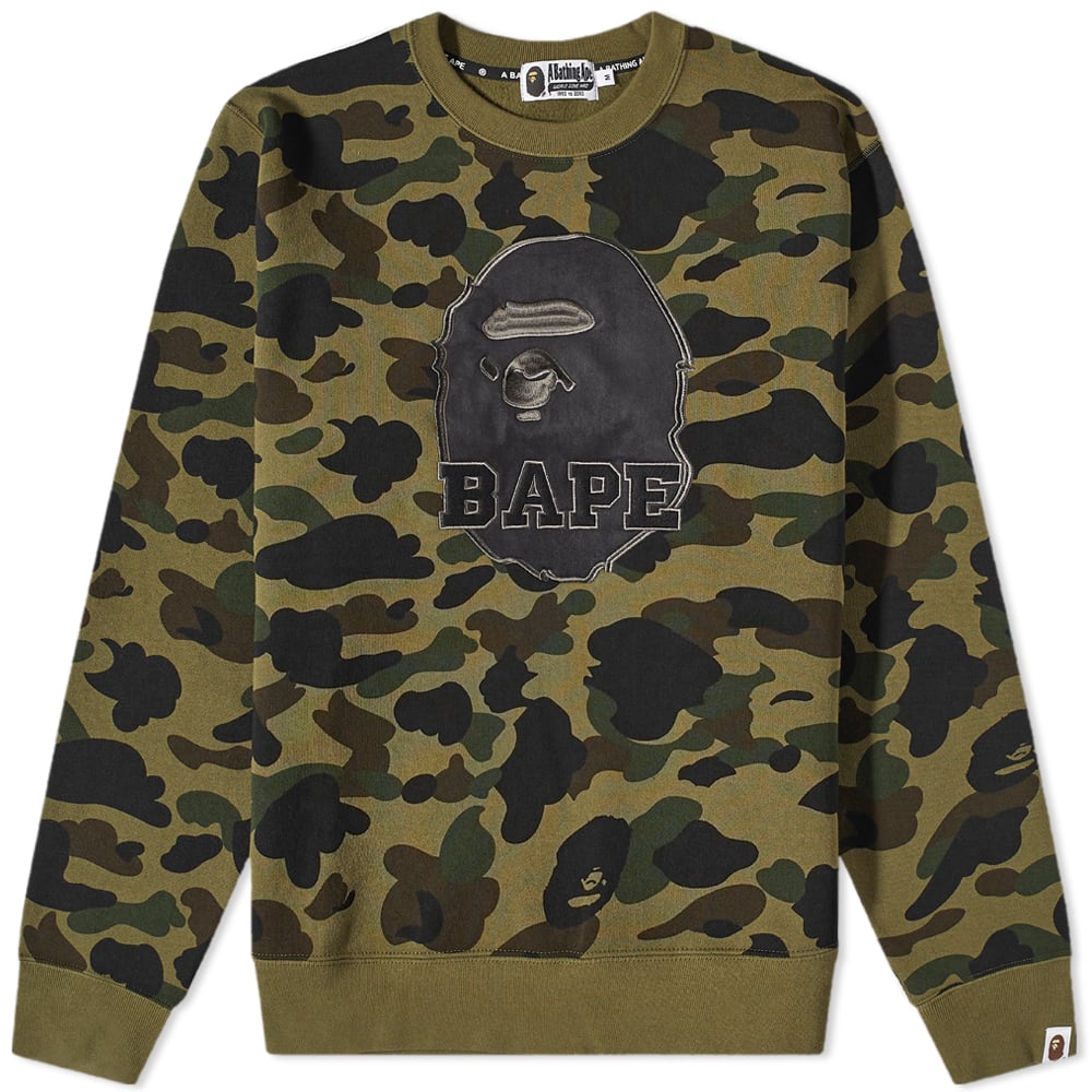 Sweatshirt BAPE A Bathing Ape 1st Camo Crew Sweat Grøn | 001SWI801010M-GRN, 0