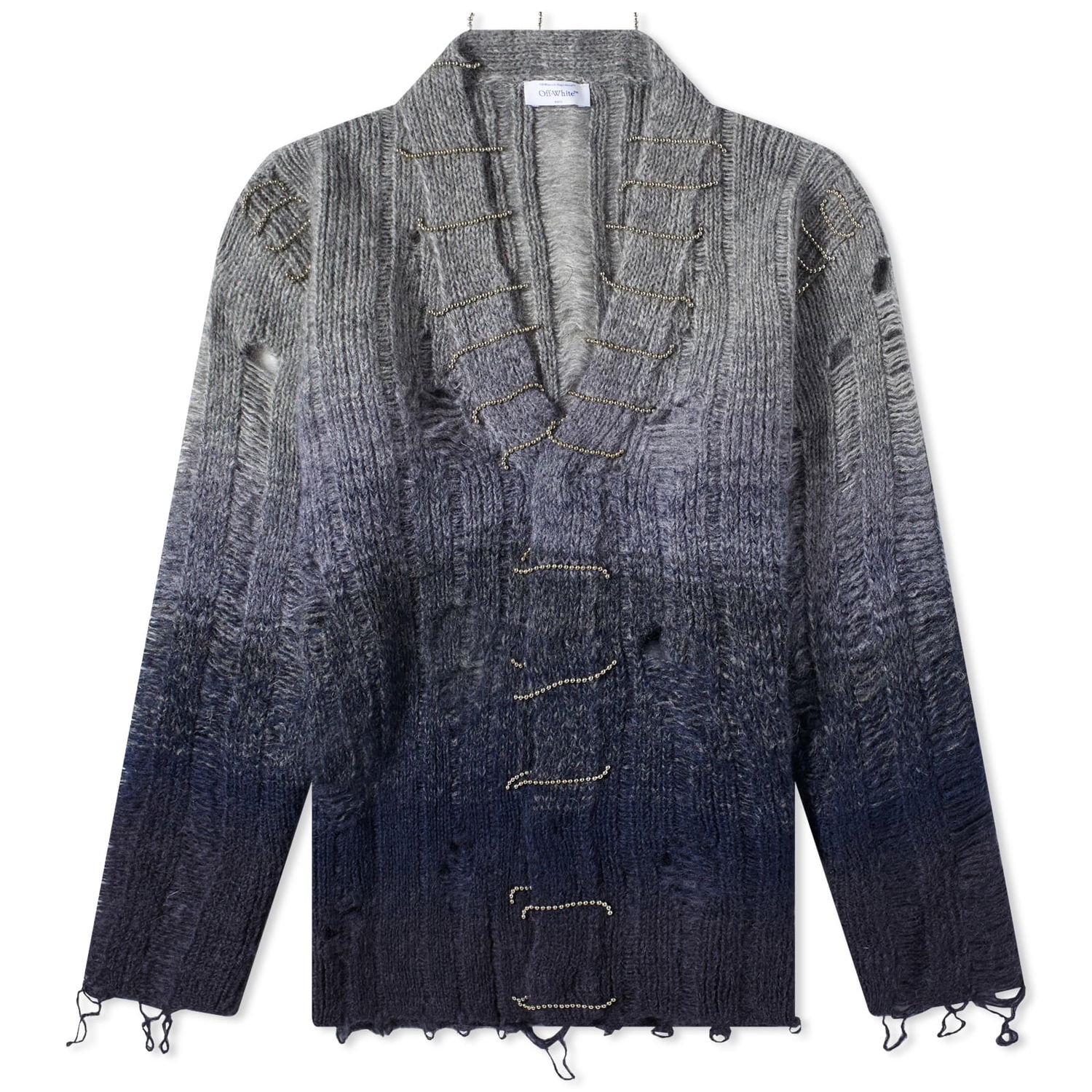 Sweater Off-White Degrade Cardigan Mørkeblå | OMHB024F23KNI0024300, 0