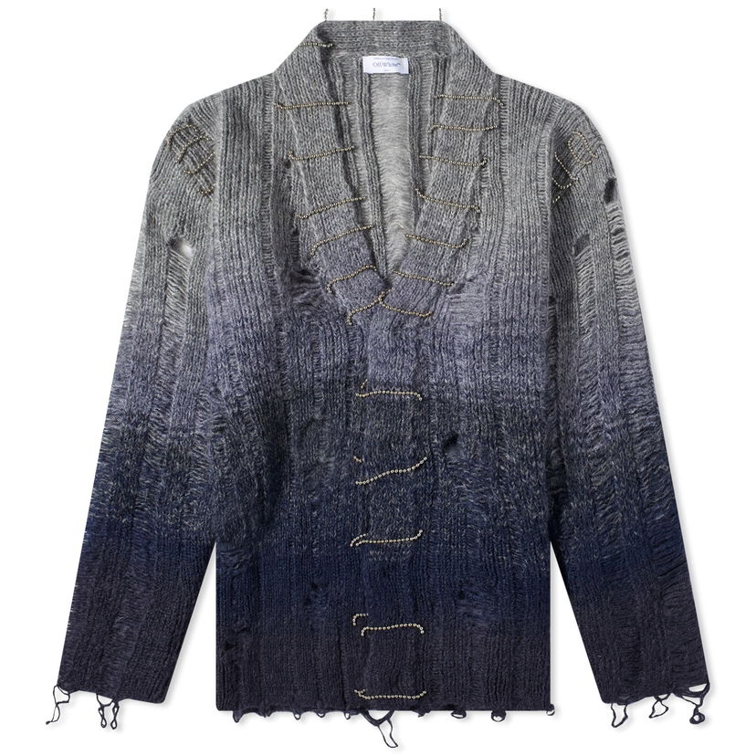 Sweater Off-White Degrade Cardigan Mørkeblå | OMHB024F23KNI0024300