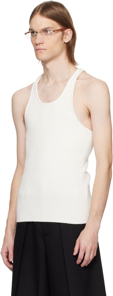 Tanktop Casablanca Casablanca Boucle Rib Tank Top Hvid | MS25-KW-931-01, 3
