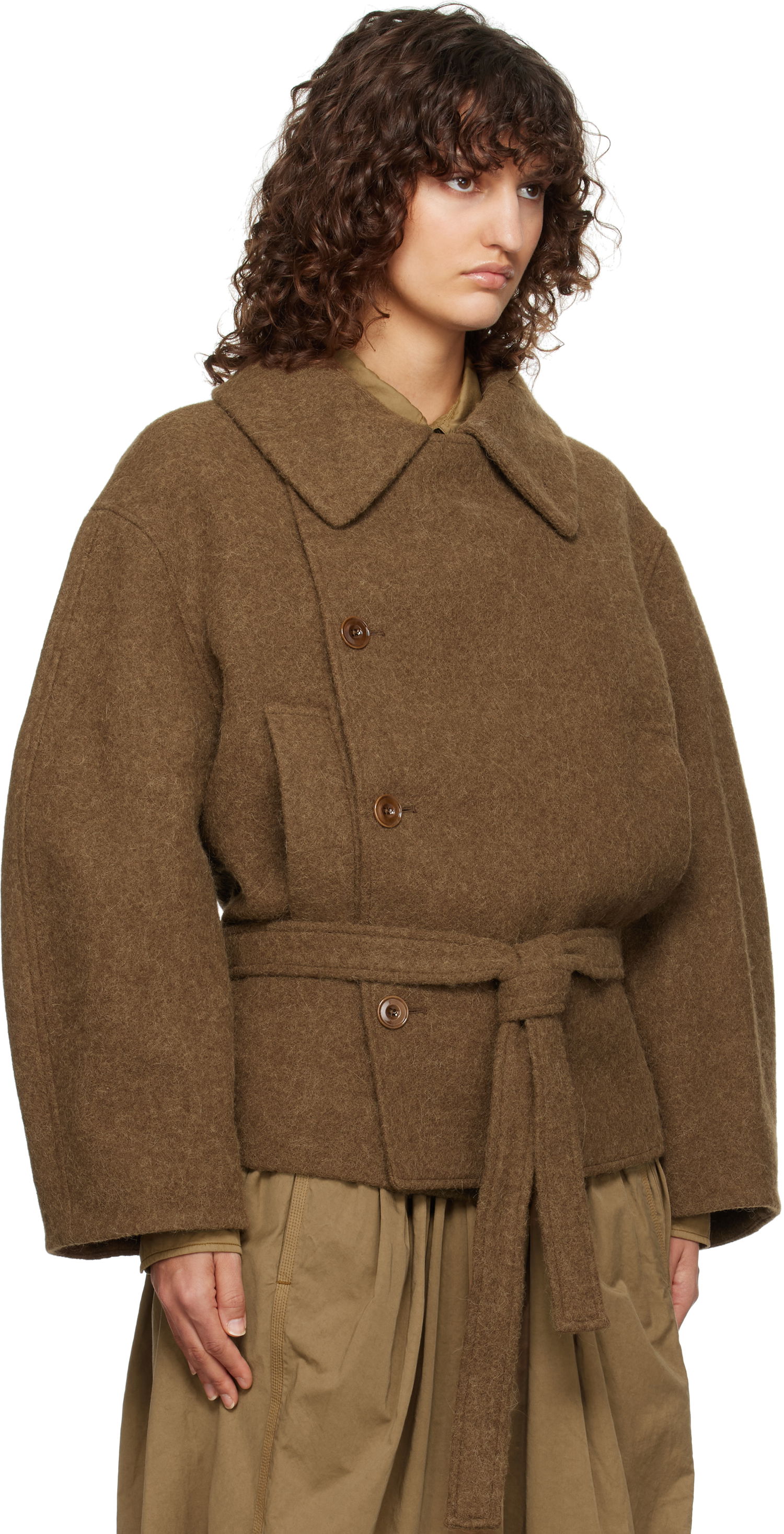 Frakker LEMAIRE Lemaire Short Asymmetrical Bathrobe Jacket Brun | CO1083 LF504, 1