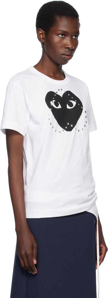 T-shirt Comme des Garçons PLAY Stud Print Heart T-Shirt Hvid | AX-T804-051, 1