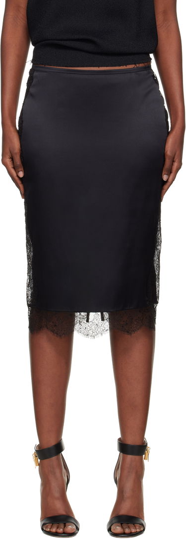 Nederdel Tom Ford TOM FORD Knee-Length Lace Inserts Midi Skirt Sort | GC5812-FAX1095, 0
