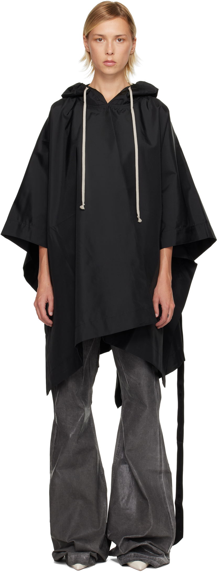 Sweatshirt Rick Owens DRKSHDW Concordians Poncho Hoodie Sort | DS02E7245 NCV