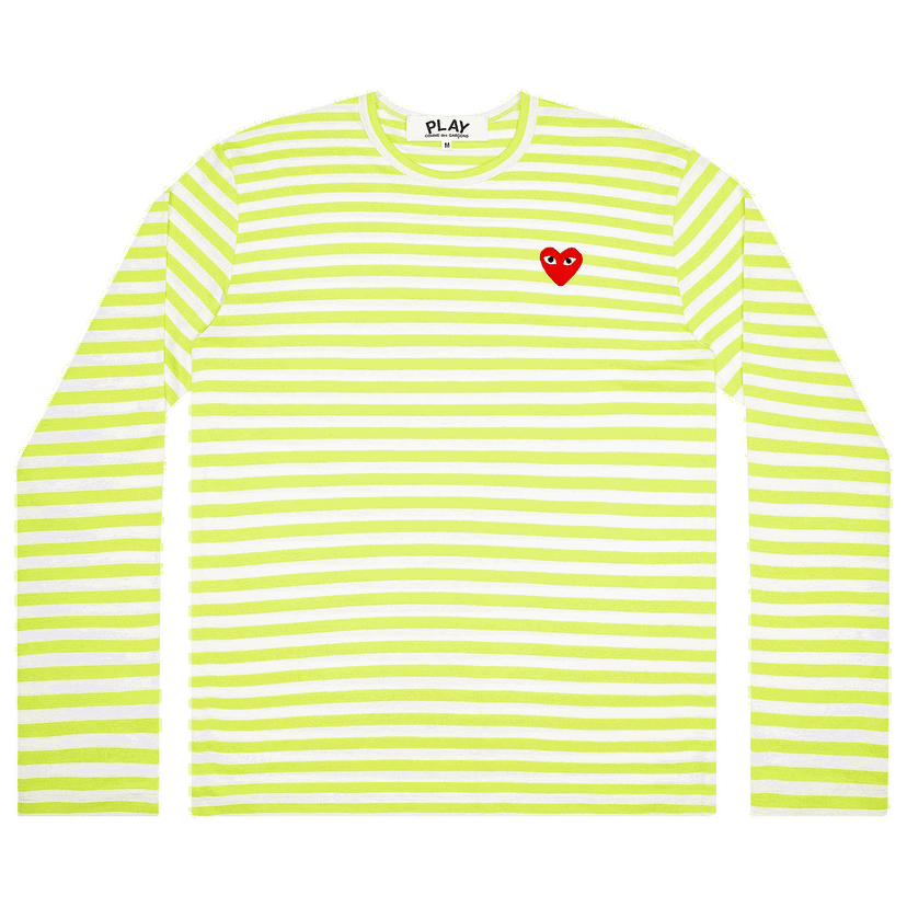 T-shirt Comme des Garçons PLAY Pastelle Striped Long-Sleeve T-Shirt Grøn | AZ T277 051 2