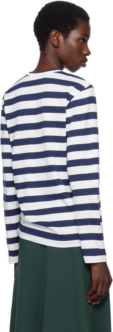 T-shirt Comme des Garçons COMME des GARCONS PLAY Long Sleeve Striped Rhinestone T-Shirt Mørkeblå | AX-T805-051, 2