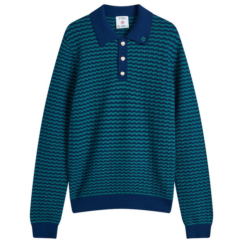 Polo skjorte Casablanca Mini Wave Polo Shirt Blå | MPS25-KW-862-01