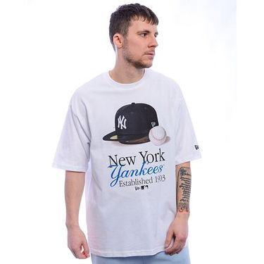 T-shirt New Era New Era MLB NY Yankees Script Graphic Tee Hvid | 60596279, 0