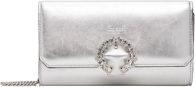 Tegnebog Jimmy Choo Jimmy Choo Wallet on a Chain with Crystal Buckle Metalisk | WALLET W/CHAIN
