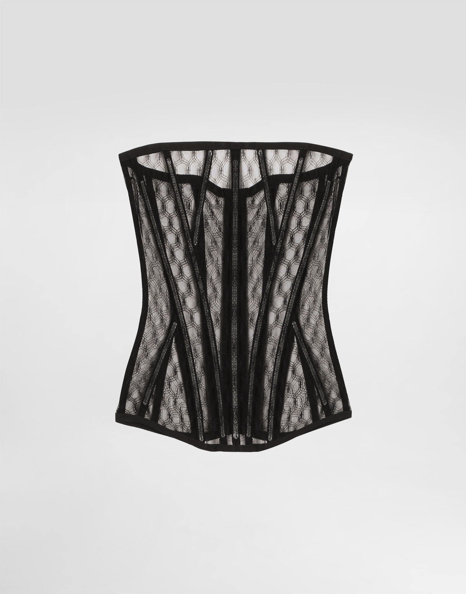 Skjorte Dolce & Gabbana Dolce & Gabbana Mesh Tulle Corset Top Sort | F7AG8TFLSK8N0000, 0