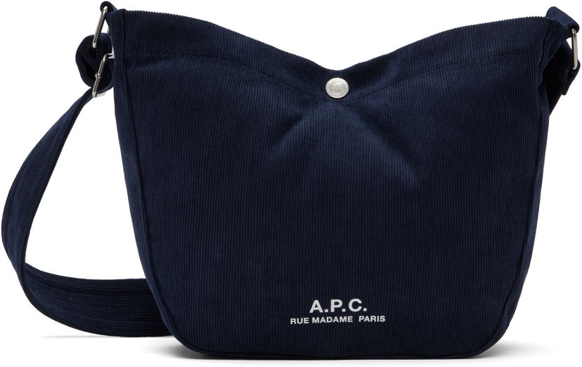 Skuldertaske A.P.C. A.P.C. Journal Small Corduroy Satchel Mørkeblå | PSALI-M67010