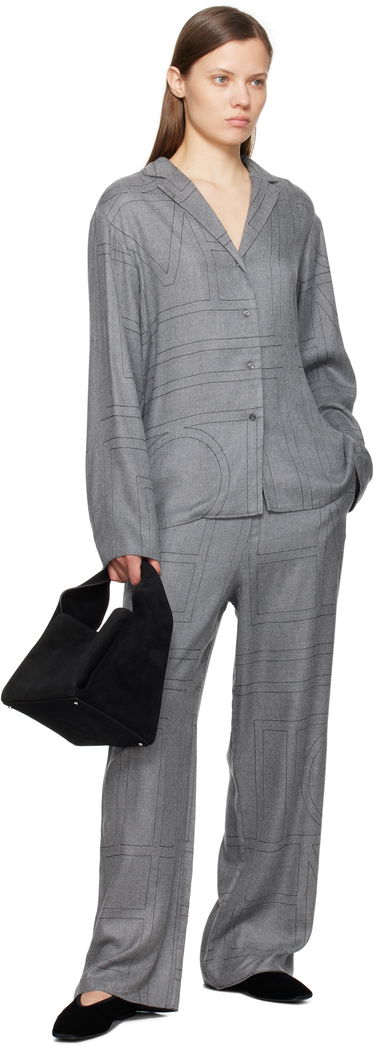 Skjorte TOTEME TOTEME Monogram Flannel Pajama Shirt Grå | 251-WRT976-FB0080, 3