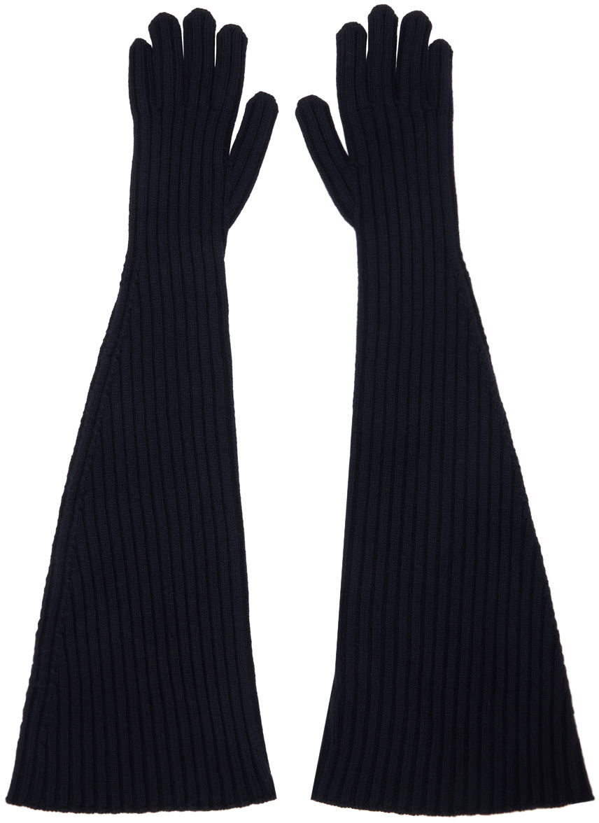 Handsker The Row Long Gloves Mørkeblå | 8343-Y556, 1