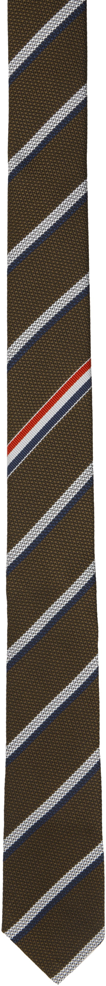 Tørklæde Thom Browne Thom Browne Classic Shadow Stripe Pique Weave Tie Brun | MNL001A-F0990