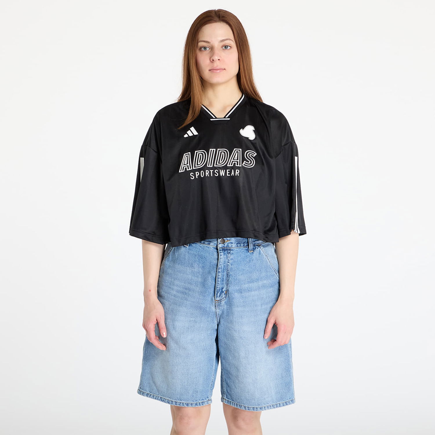 Crop top adidas Originals Tiro Cut 3 Stripes Oversized Mesh Crop Top Sort | JG4097, 0