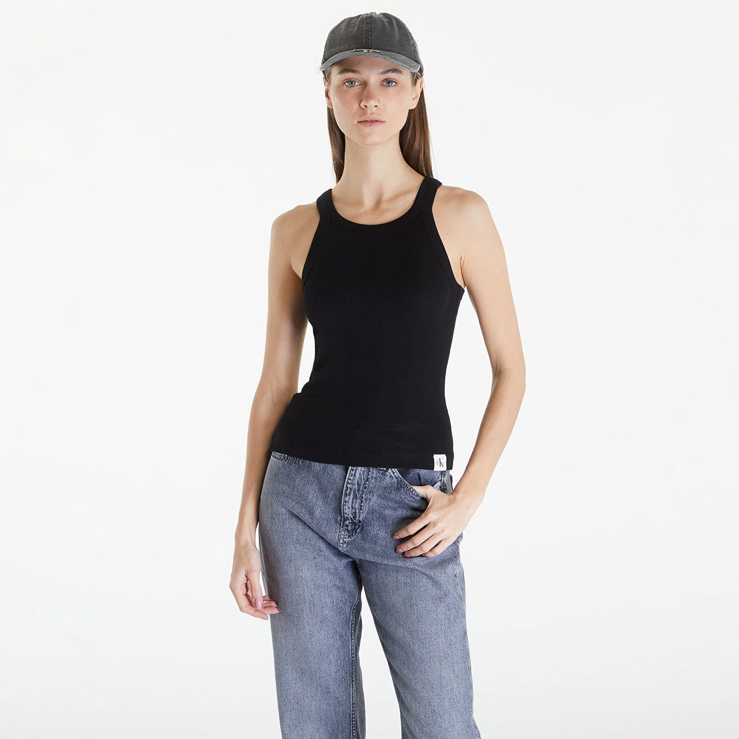 Tanktop CALVIN KLEIN Jeans Variegated Rib Woven Tank Top Black Sort | J20J223104 BEH, 0