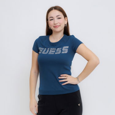 T-shirt GUESS Guess Kiara Short Sleeve T-Shirt Blå | V4BI16KCIV1-G7HG, 0