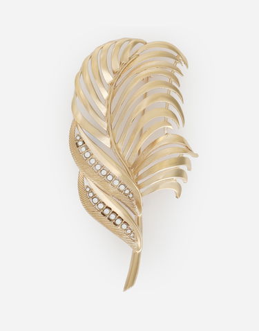 Stift Dolce & Gabbana Dolce & Gabbana Rhinestone-Detailed Feather Brooch Metalisk | WPQ7S4W1111ZOO00, 0