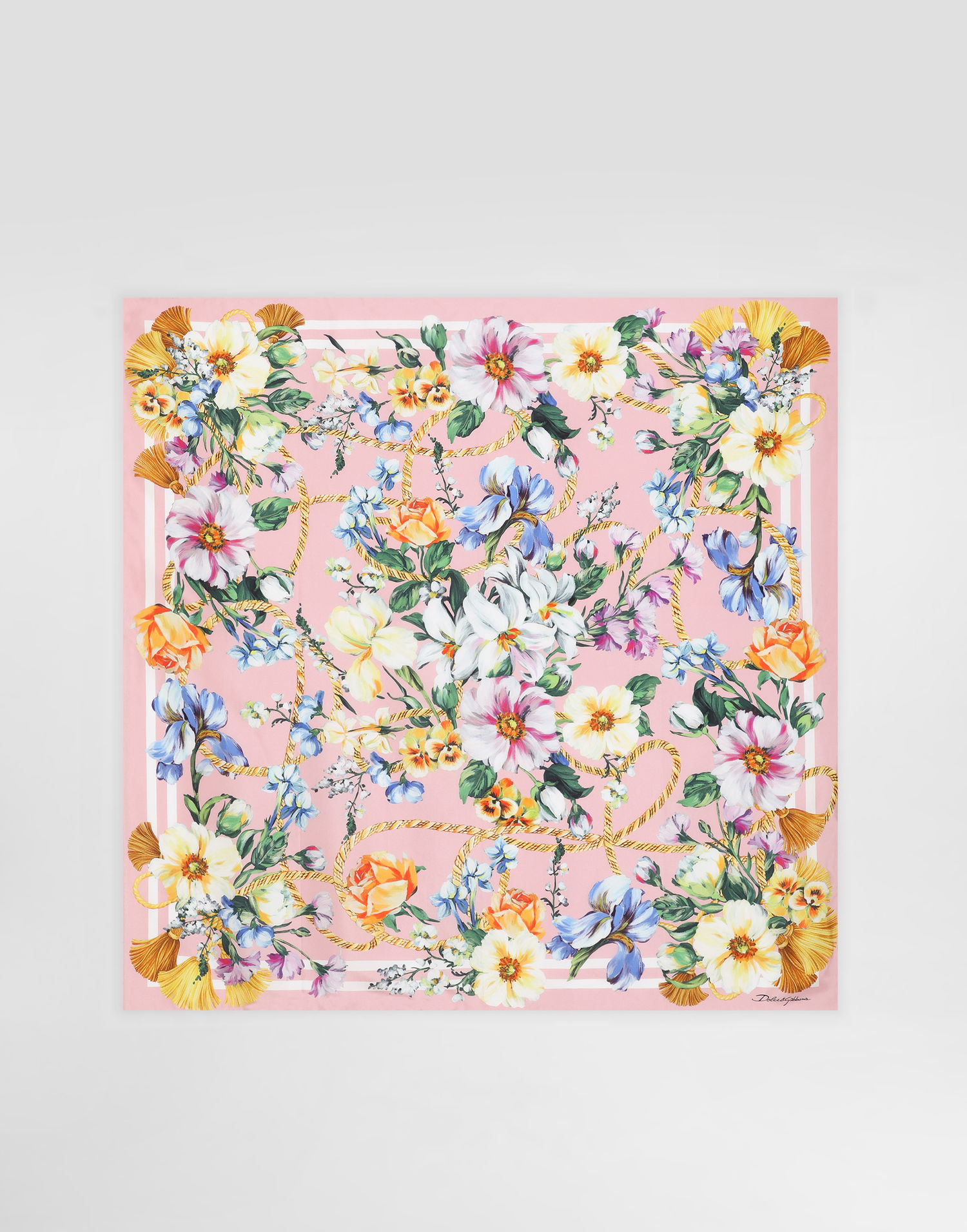 Tørklæde Dolce & Gabbana Dolce & Gabbana Floral Print Silk Twill Square Scarf Lyserød | FN092RGDCUQHH5JC, 0