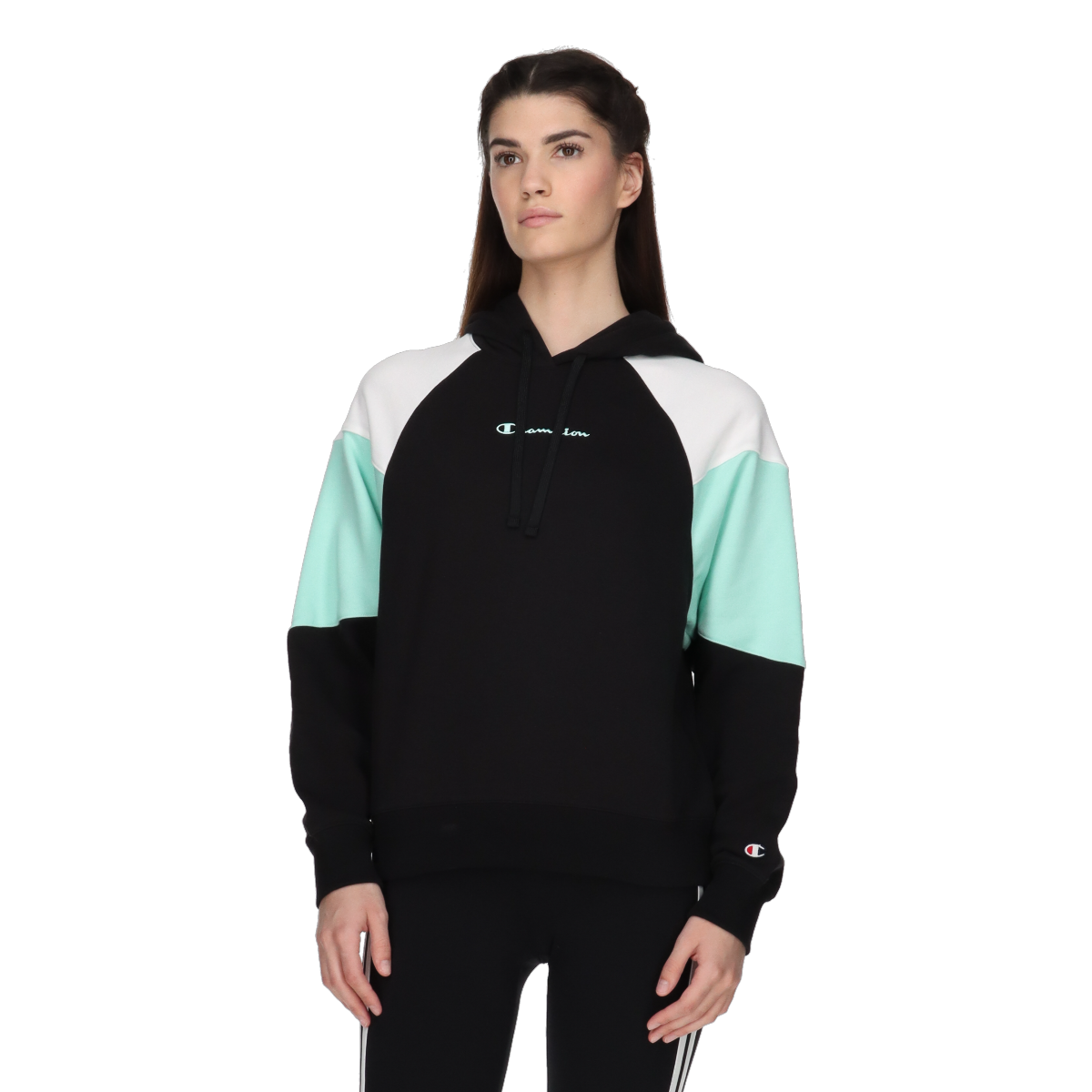 Sweatshirt Champion Raglan Sleeve Color Block Hoodie Flerfarvet | 117391-KK001, 0