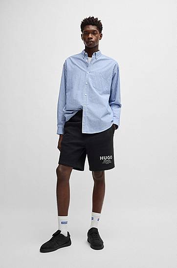 Shorts BOSS HUGO Loose Fit Cotton Terry Shorts with Logo Sort | 50510728, 1
