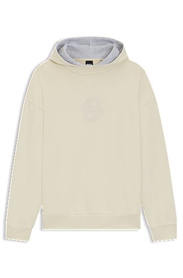 Sweatshirt BOSS Peached-cotton hoodie with Double B monogram Beige | 50549105