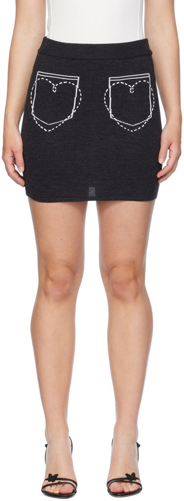 Nederdel Moschino Moschino Jeans Heart Pocket Miniskirt Grå | 242K10180, 0