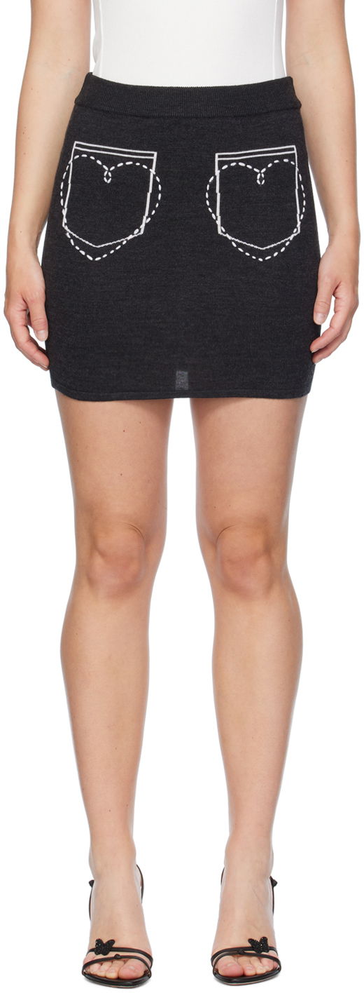 Nederdel Moschino Moschino Jeans Heart Pocket Miniskirt Grå | 242K10180