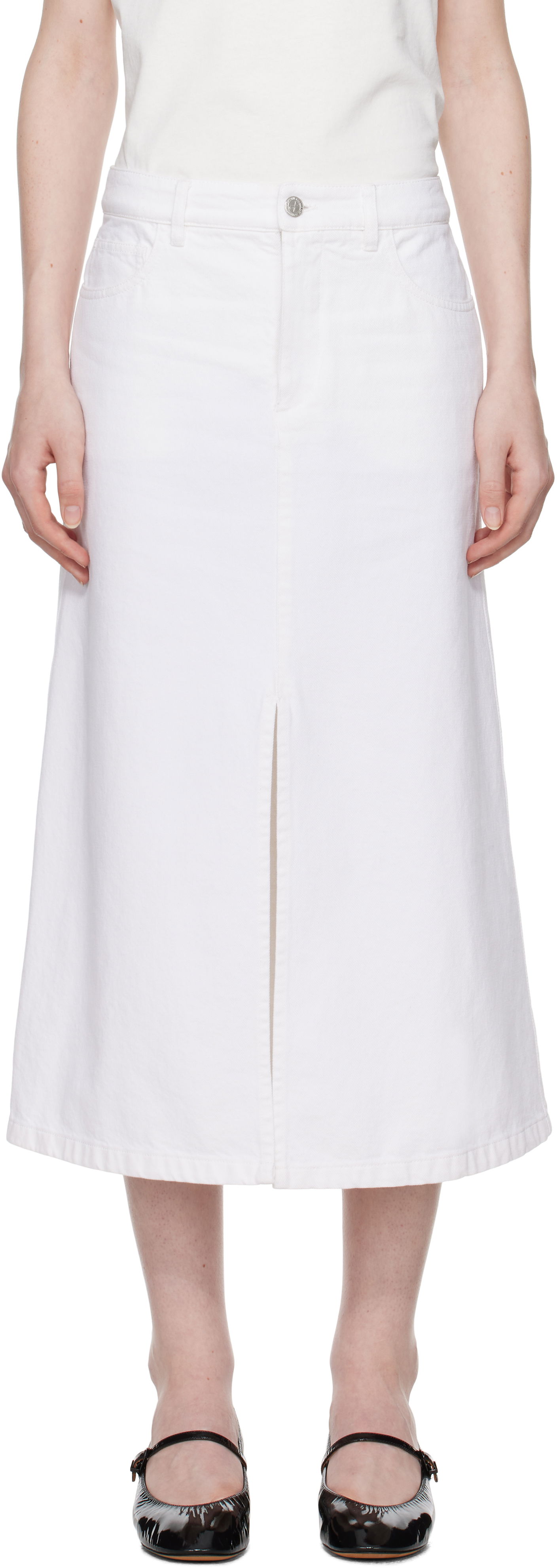 Nederdel A.P.C. Denim Midi Skirt with Front Slit Hvid | COGZV-F06423, 0