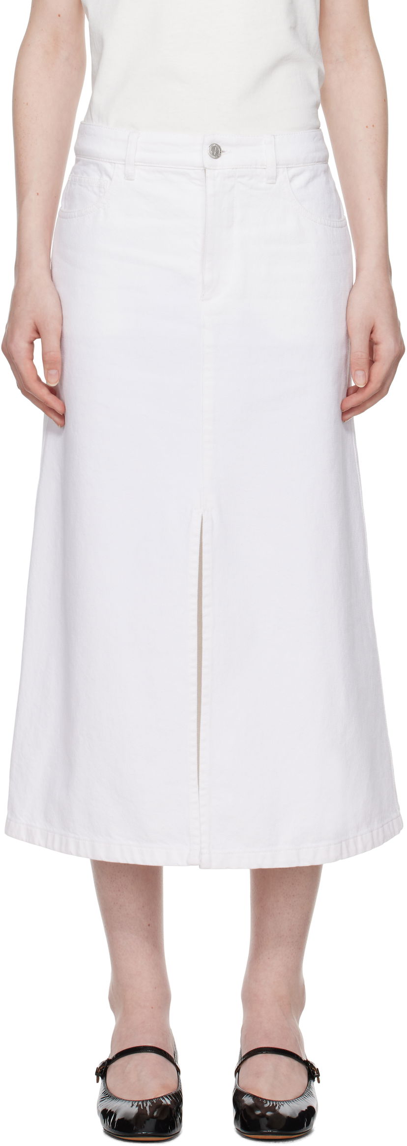 Nederdel A.P.C. Denim Midi Skirt with Front Slit Hvid | COGZV-F06423