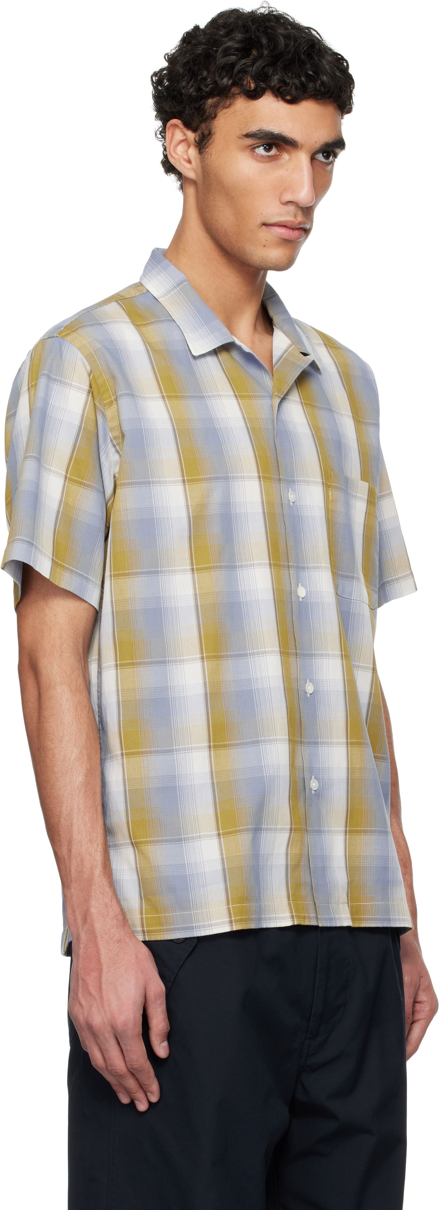 Skjorte NANAMICA Nanamica Open Collar Pique Short Sleeve Shirt Blå | S25SG076U, 1