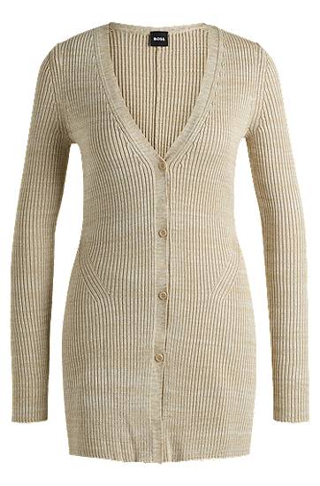 Sweater BOSS BOSS Long Ribbed Cardigan Beige | 50534146, 0